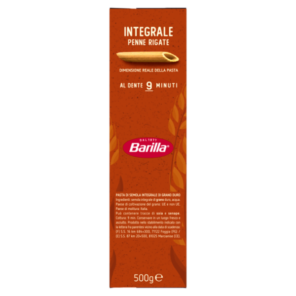 Barilla Pasta Integrale Penne Rigate 500g