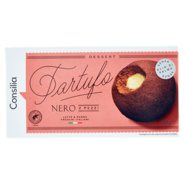 Consilia 2 Tartufi Neri di Gelato Cioccolato Extra Fondente 160 g