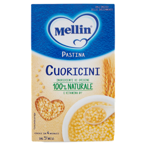 MELLIN Pastina 100% Naturale Cuoricini con farina Grano Tenero 320 g