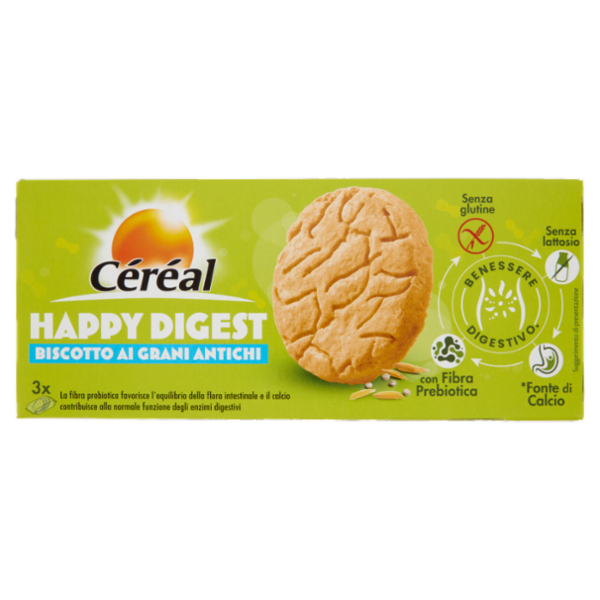 Céréal Happy Digest, Biscotto ai Grani Antichi, Senza Glutine, Senza Lattosio - 150 g