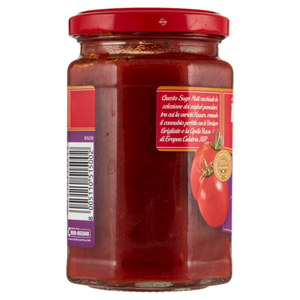 Mutti Sugo con Pomodoro Rossoro, Verdure Grigliate e con Cipolla Rossa di Tropea Calabria IGP 280 g