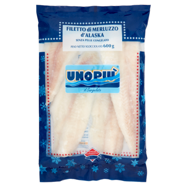 Unopiù Filetto di Merluzzo d'Alaska Senza Pelle Congelato 600 g