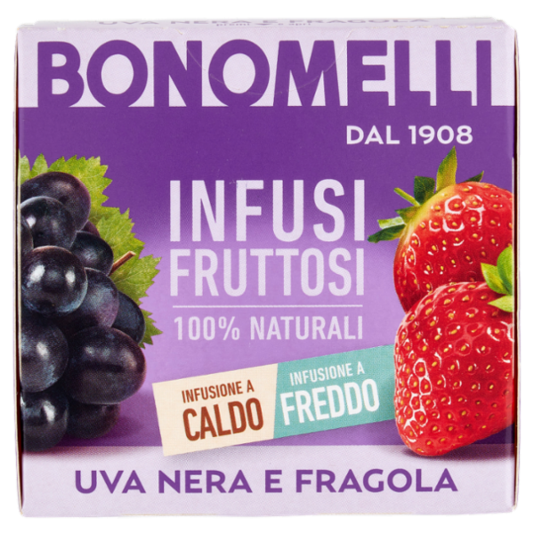 Bonomelli Infusi Fruttosi 100% Naturali Uva Nera e Fragola 12 Filtri 24 g