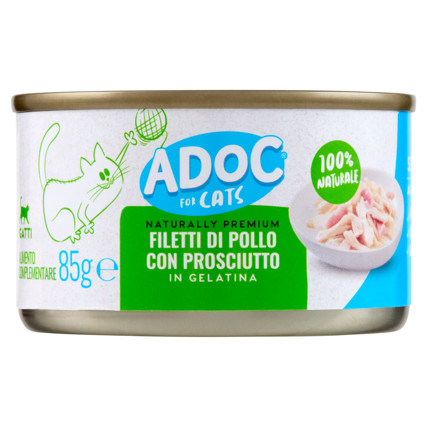 ADoC For Cats Naturally Premium Filetti Di Pollo Con Prosciutto In Gelatina 85 g