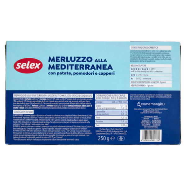 Selex Merluzzo Alla Mediterranea Surgelato In Vaschetta 250 g