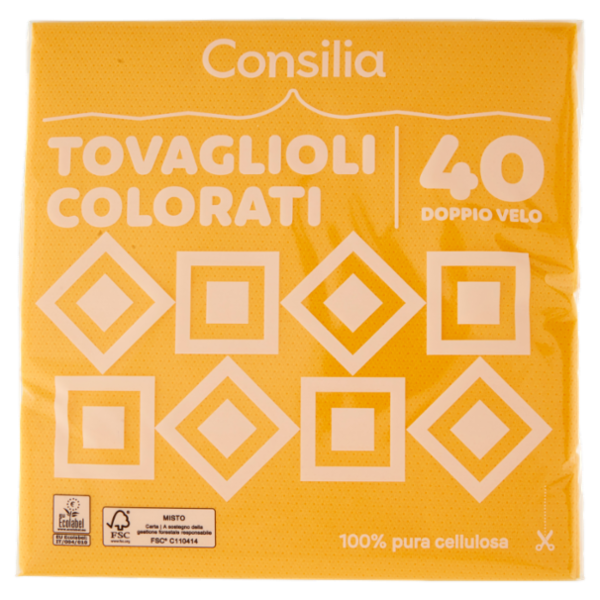 Consilia Tovaglioli 2 Veli 38x38 cm Giallo 40 pezzi