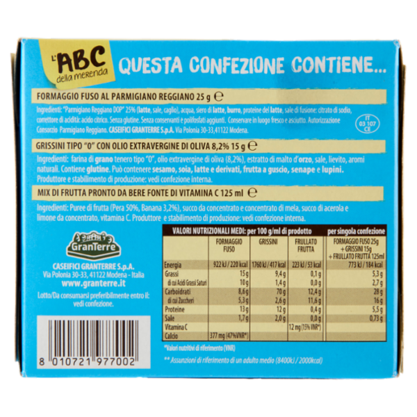 Parmareggio l'ABC della merenda con Formaggino al Parmigiano Reggiano