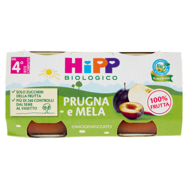 HiPP Biologico Prugna e Mela Omogeneizzato 2 x 80 g