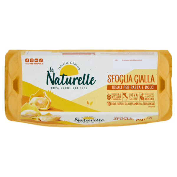 le Naturelle Sfoglia Gialla 10 Uova Fresche da Allevamento a Terra Medie