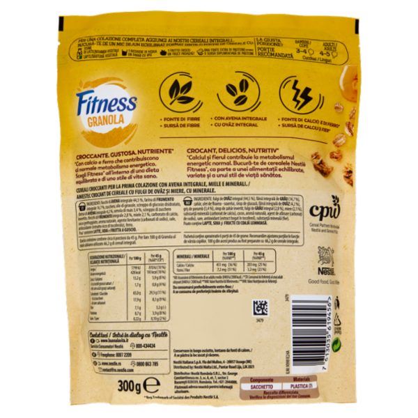 FITNESS Granola Miele con Avena e Cereali Integrali 300g