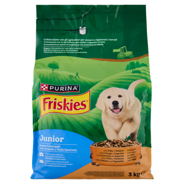 PURINA FRISKIES Junior Pollo e Verdure con Latte 3kg