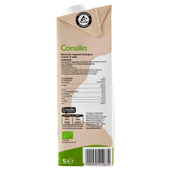 Consilia Bevanda a Base di Soia Biologica Barista 1 L
