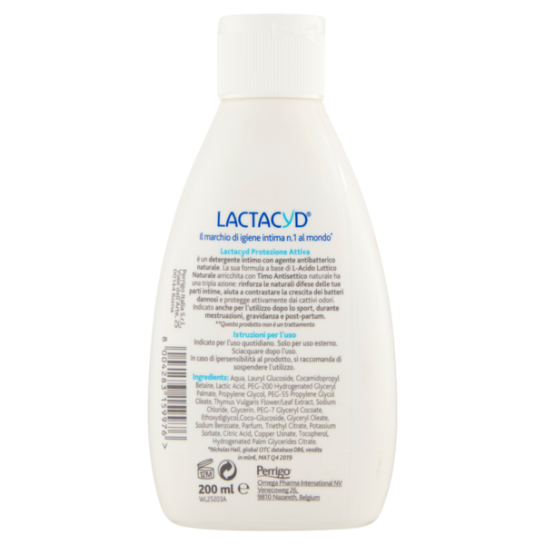 Lactacyd Protezione Attiva Detergente intimo per tutti i tipi di pelle 200 ml