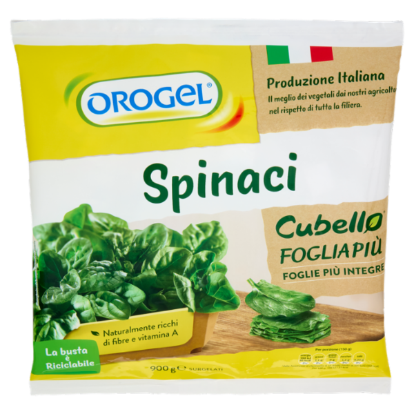 Orogel Cubello Spinaci Foglia Più Surgelati 900 g