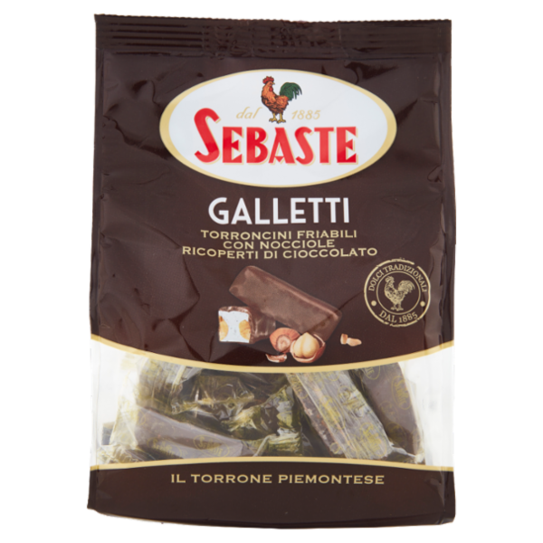 Sebaste Galletti torroncini friabili con nocciole ricoperti di cioccolato 180 g