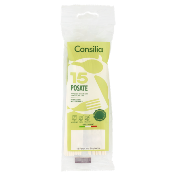Consilia Forchette Biodegradabili e Compostabili 15 pezzi
