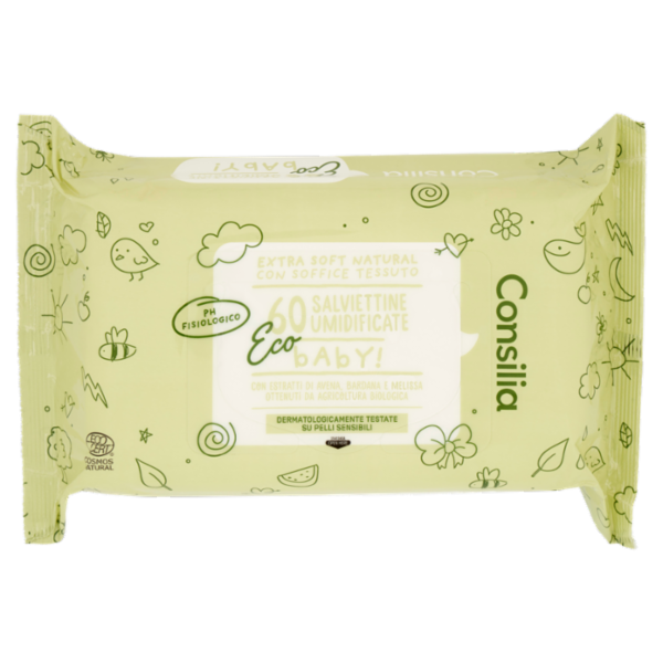 Consilia Salviettine Detergenti per Bimbo Ecologiche 60 pezzi