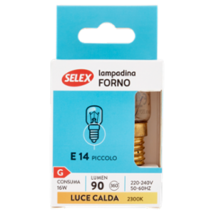 Selex Lampadina Incandescenza Pera Forno E14 16W Luce Calda