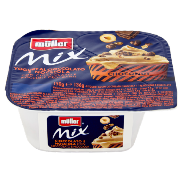 müller Mix Yogurt al Cioccolato e Nocciola con Cioccolato e Nocciole Croccanti 150 g