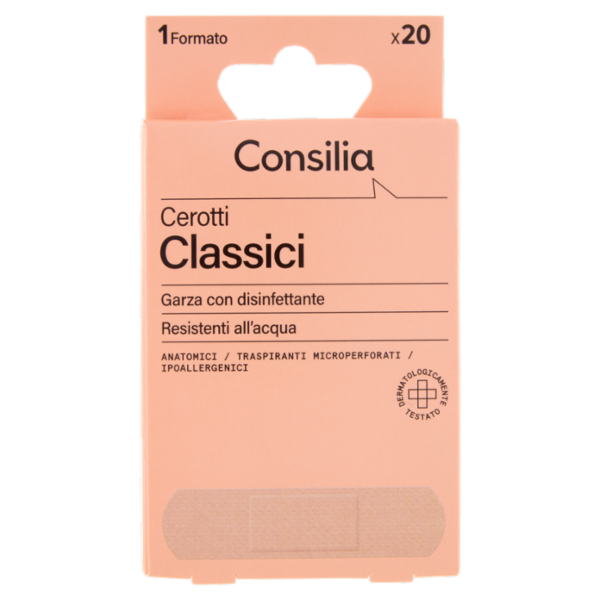 Consilia Cerotti Classici con Garza Disinfettante Monoformato 20 pezzi