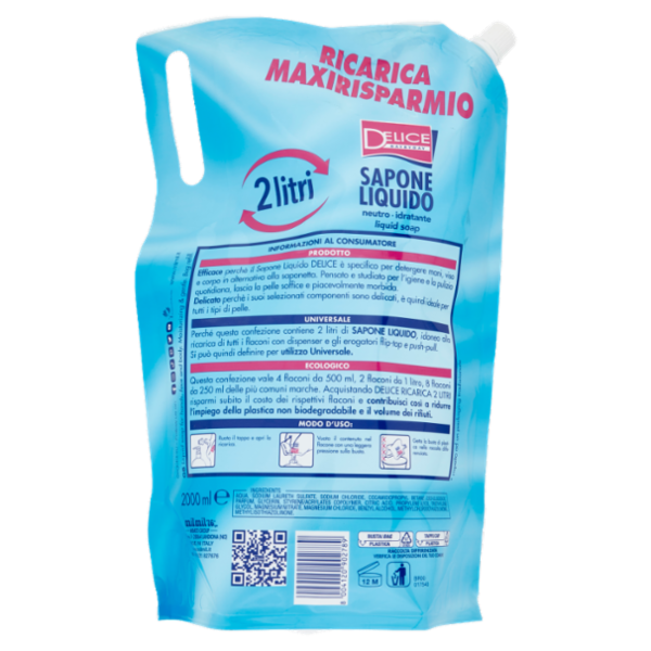 Delice Day by Day Sapone Liquido Neutral Ricarica Universale 2 litri