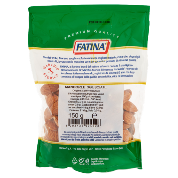Fatina Frutta Secca Snack Mandorle Sgusciate 150 g