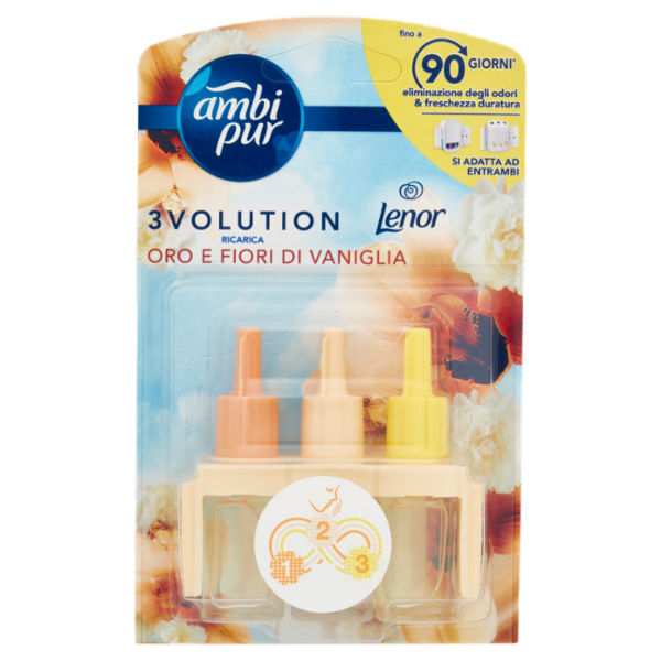 Ambi Pur Profumatore per Ambienti 3Volution, Lenor Oro e Fiori di Vaniglia, Ricarica 20ml