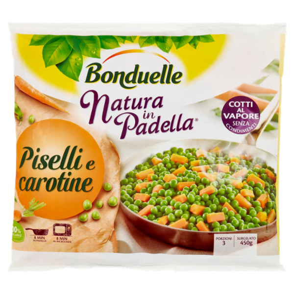 Bonduelle Natura in Padella Piselli e carotine Surgelato 450 g
