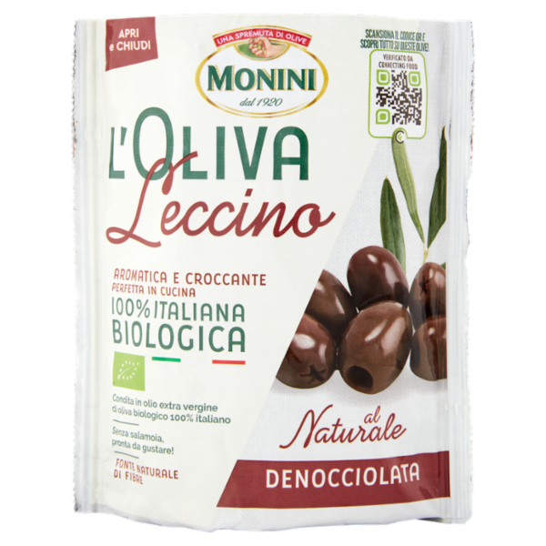 Monini l'Oliva Leccino Biologica al Naturale Denocciolata 150 g