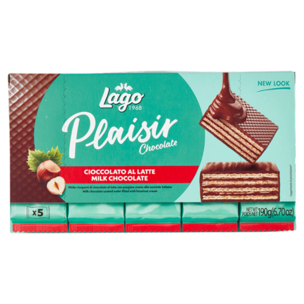 Lago Plaisir Chocolate Cioccolato al Latte Wafer cioccolato al latte con crema alle nocciole 5x38g