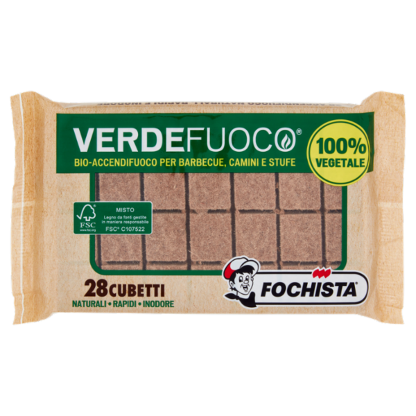 Fochista Verdefuoco Bio-Accendifuoco per Barbecue, Camini e Stufe 28 pz