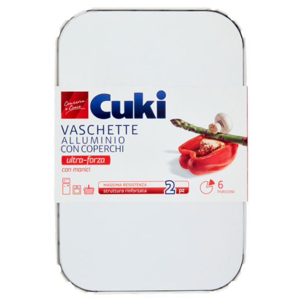 Cuki Conserva e Cuoce Vaschette Alluminio con Coperchi 6 Porzioni (RS99) - 2 pz