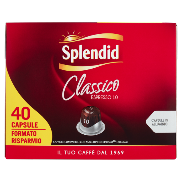 Splendid Classico 10 - 40 Capsule Caffè Compatibili con Macchine Nespresso*® Original 208g