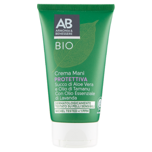 Armonia & Benessere Crema Mani Protettiva Bio con Succo Aloe, Olio Tamanu e Olio Lavanda 75 ml
