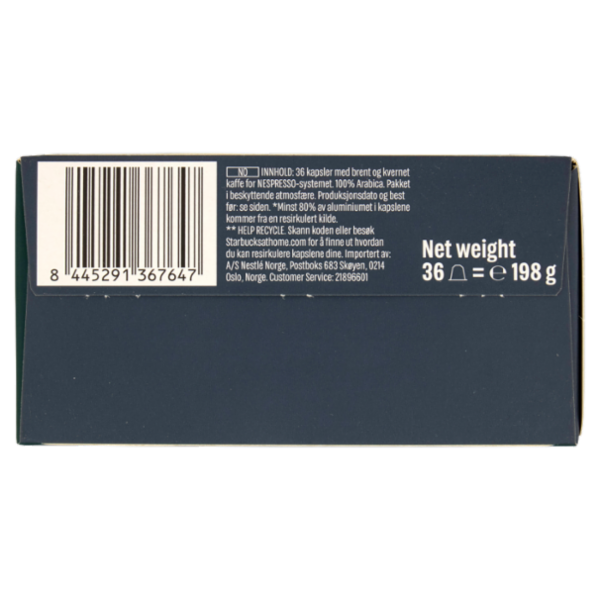 STARBUCKS Espresso Roast by Nespresso Caffè 36 Capsule 198g