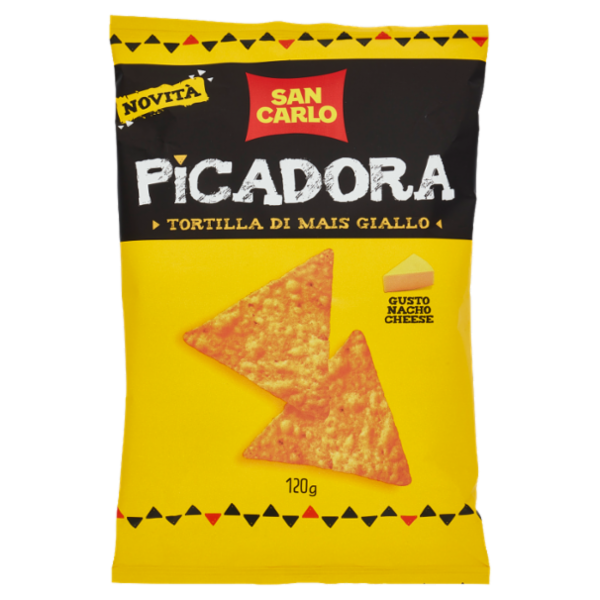 San Carlo Picadora Tortilla di Mais Giallo Gusto Nacho Cheese 120 g