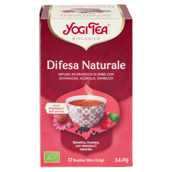 Yogi Tea Difesa Naturale Bio infuso ayurvedico di erbe con echinacea, acerola e sambuco - 34g
