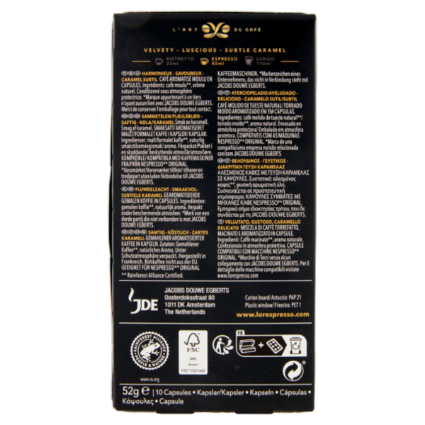 L'Or Espresso Flavours Collection Caramel- 10 Capsule Caffè Comp. Macchine Nespresso*® Original 52g