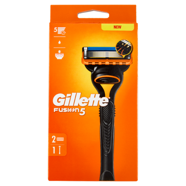 Gillette Fusion5 Rasoio da Uomo a 5 Lame, 1 Manico + 2 Lamette