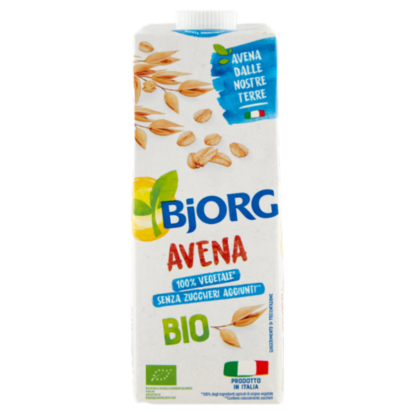 BJORG Avena Bevanda Vegetale Bio, Avena Italiana, Senza Zuccheri Aggiunti, Prodotto in Italia, 1L