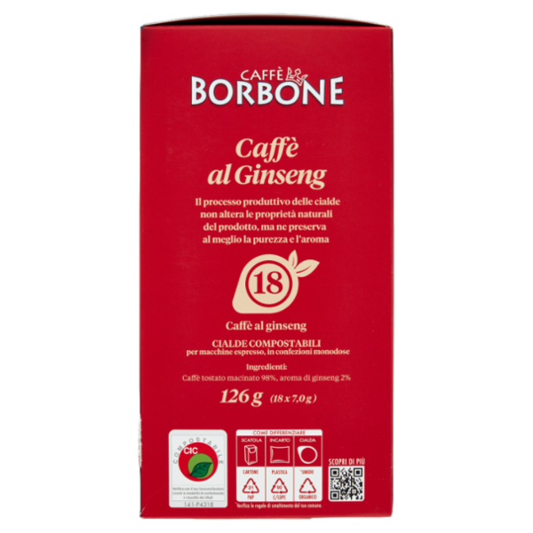 Caffè Borbone Caffè al Ginseng Cialde Compostabili 18 x 7,0 g
