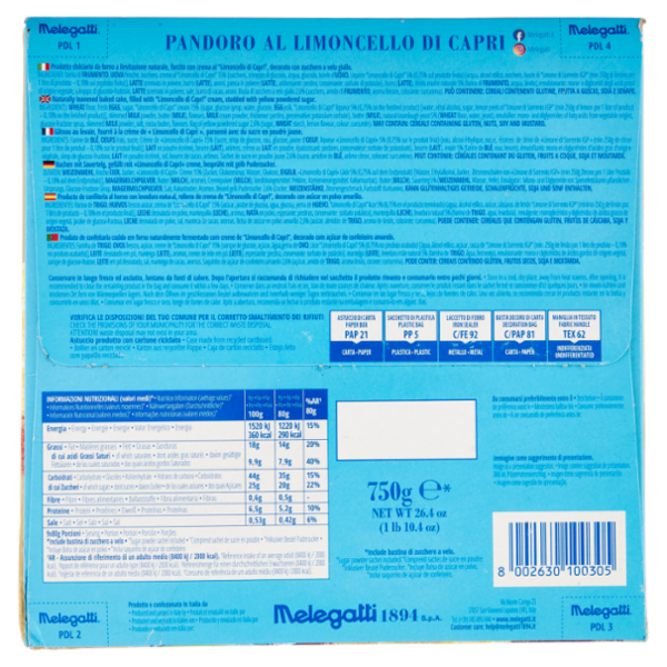 Melegatti 1894 Pandoro al Limoncello di Capri 750 g