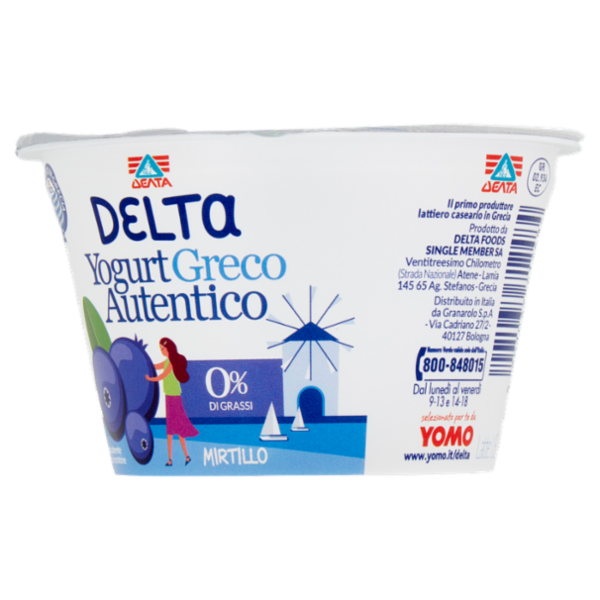 Delta Yogurt Greco Autentico 0% di Grassi Mirtillo 150 g