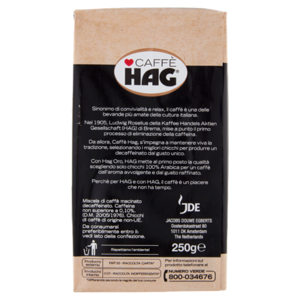 Caffè HAG Oro Decaffeinato 250 g