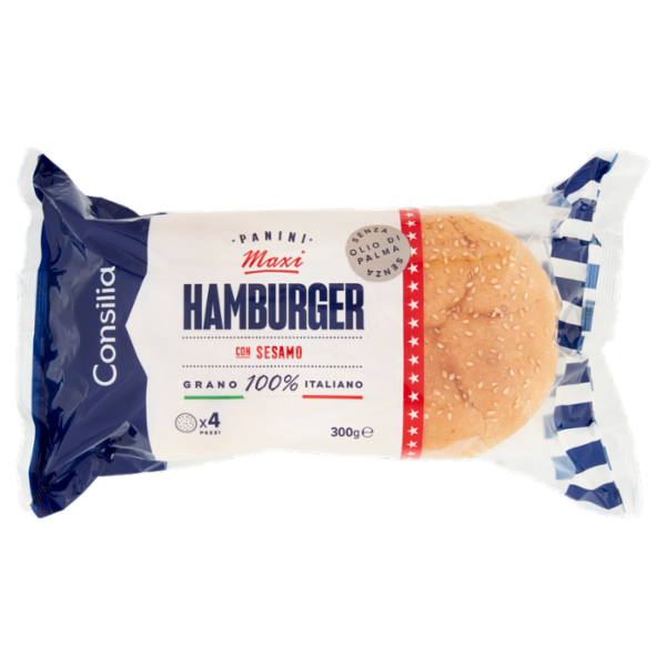 Consilia Pane per Maxi Hamburger con Sesamo 4 pezzi 300 g