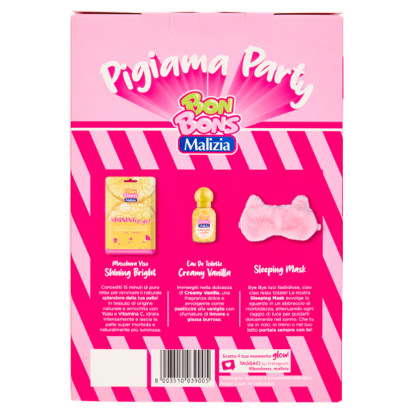 Malizia Bon Bons Pigiama Party Maschera Viso Shining 25mL + Eau de Toilette Creamy Vanilla 50 mL
