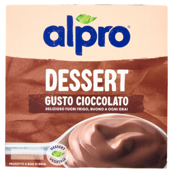 ALPRO Dessert 100% Vegetale Gusto Ciocc, Senza Lattosio, Povero di Grassi, Fonte di Calcio, 4X125g