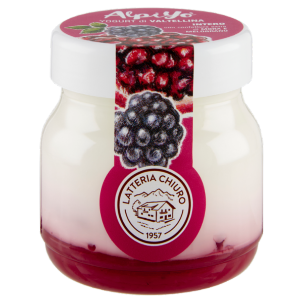 AlpiYò Yogurt di Valtellina Intero con confettura extra di Mora e Melograno 125 g