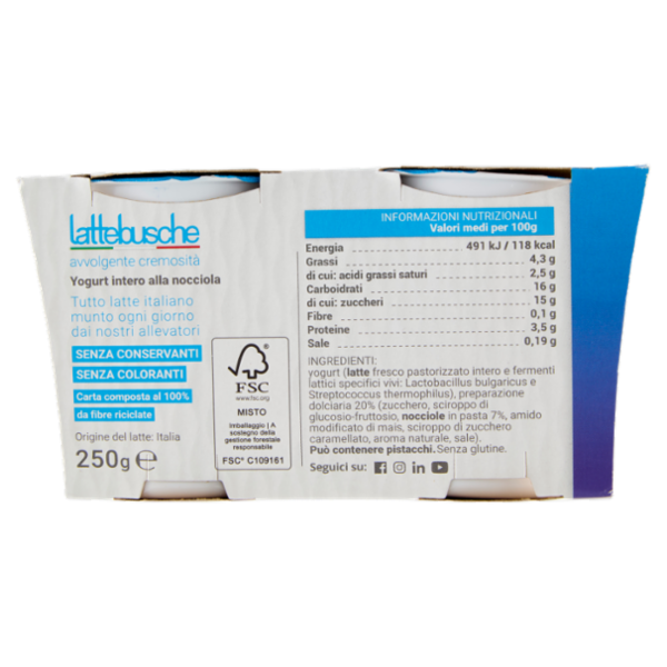 lattebusche yogurt Nocciola 2 x 125 g