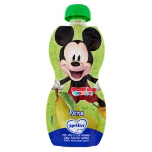 MELLIN Disney Topolino Merenda Di Frutta 100% Con VitC, Pera, Dal 9° Mese, 110g